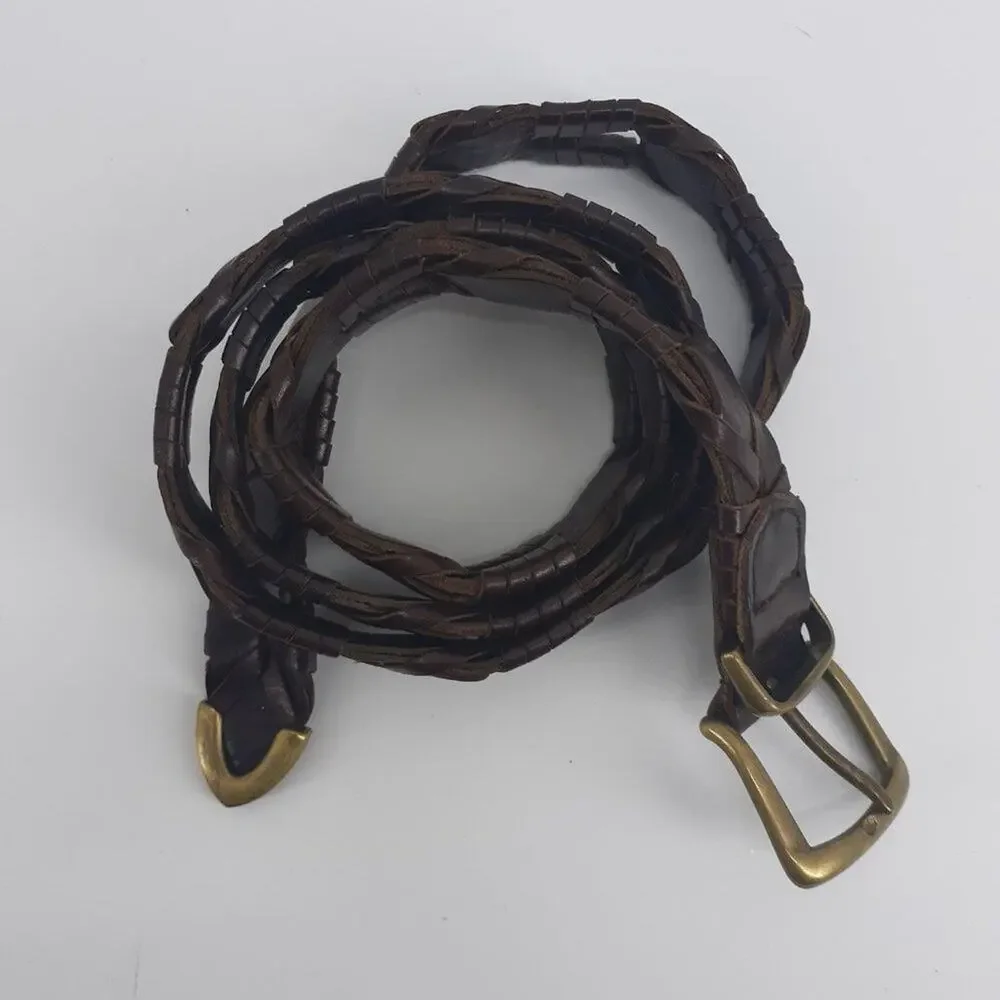 Fossil Men's Genuine Leather Links Gold Tone Buckle Solid Brass Single Prong